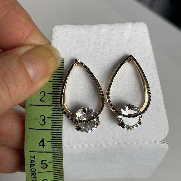 Gold Tone Large Cubic Zirconia Post Earrings - Picture 5 of 10